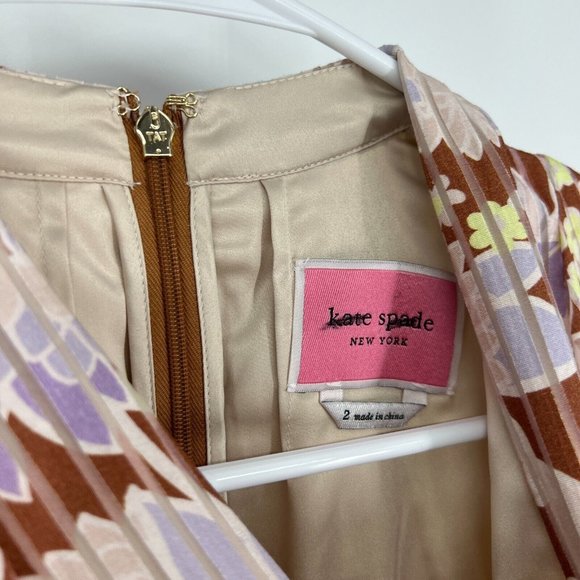 Kate Spade Dress Floral Print Exotic Bloom Burnout V Neck Sleeveless Midi - Picture 5 of 12